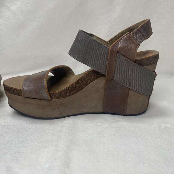 OTBT Bushnell Wedge Women's Sandals Pewter Leather Size 5.5 - Picture 6 of 9